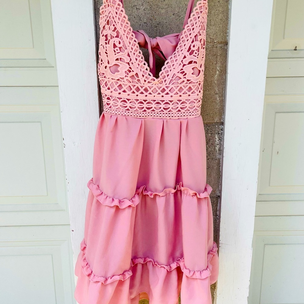 Pink Ruffled Mini Dress